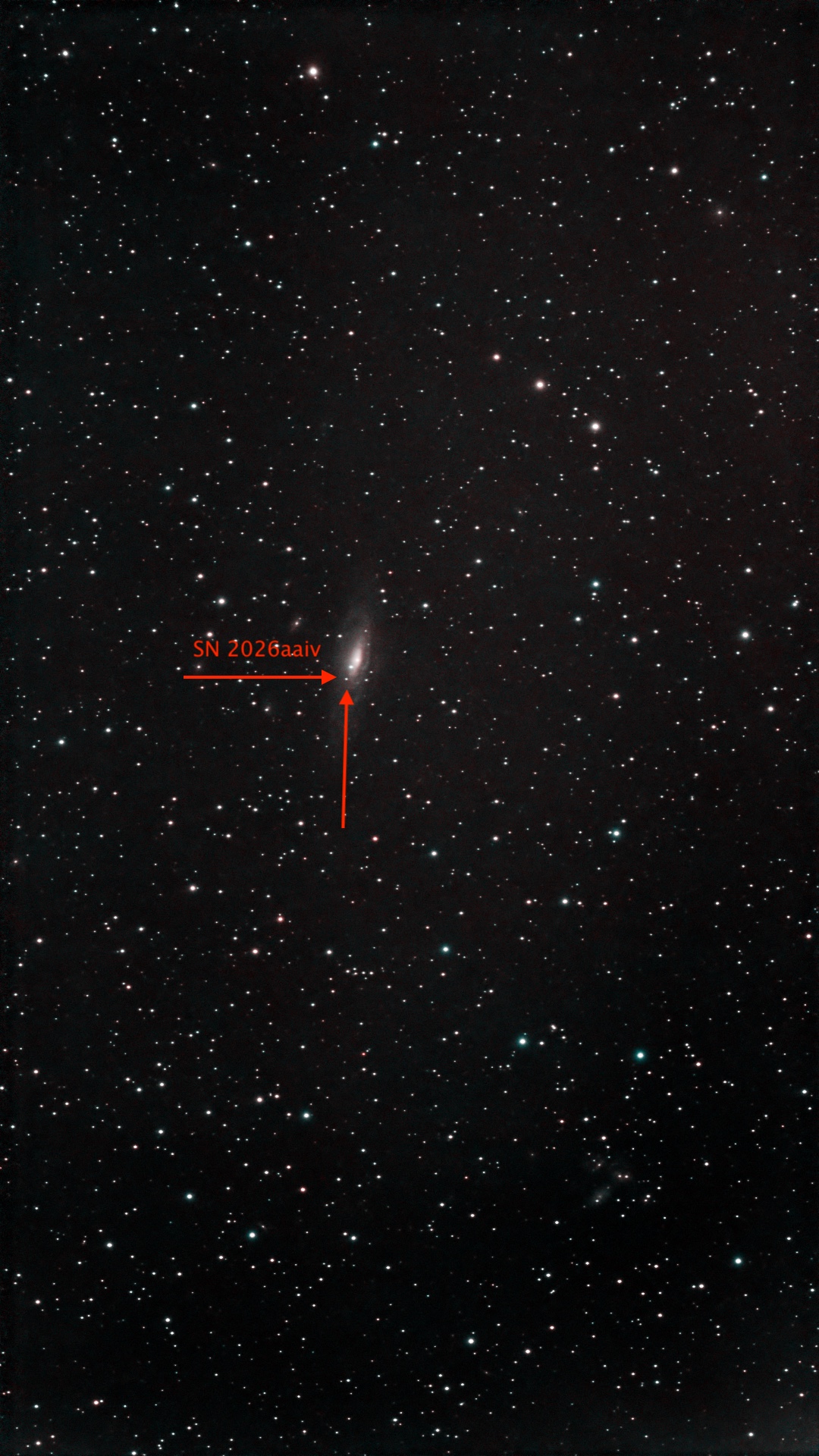 NGC 7331 wraz z SN 2026aaiv, wrzesień 2026, obraz uzyskany za pomocą skryptów Vectra