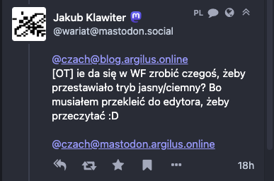 screenshot rozmowy na temat czytelności bloga